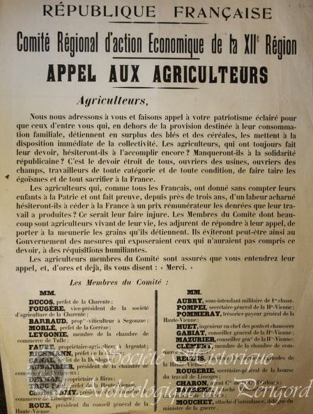 Comité régional d’action économique de la XIIe Région. Appel aux agriculteurs, afin qu’ils confient à la collectivité leur surplus de céréales. 1917 gen-d1-211.jpg